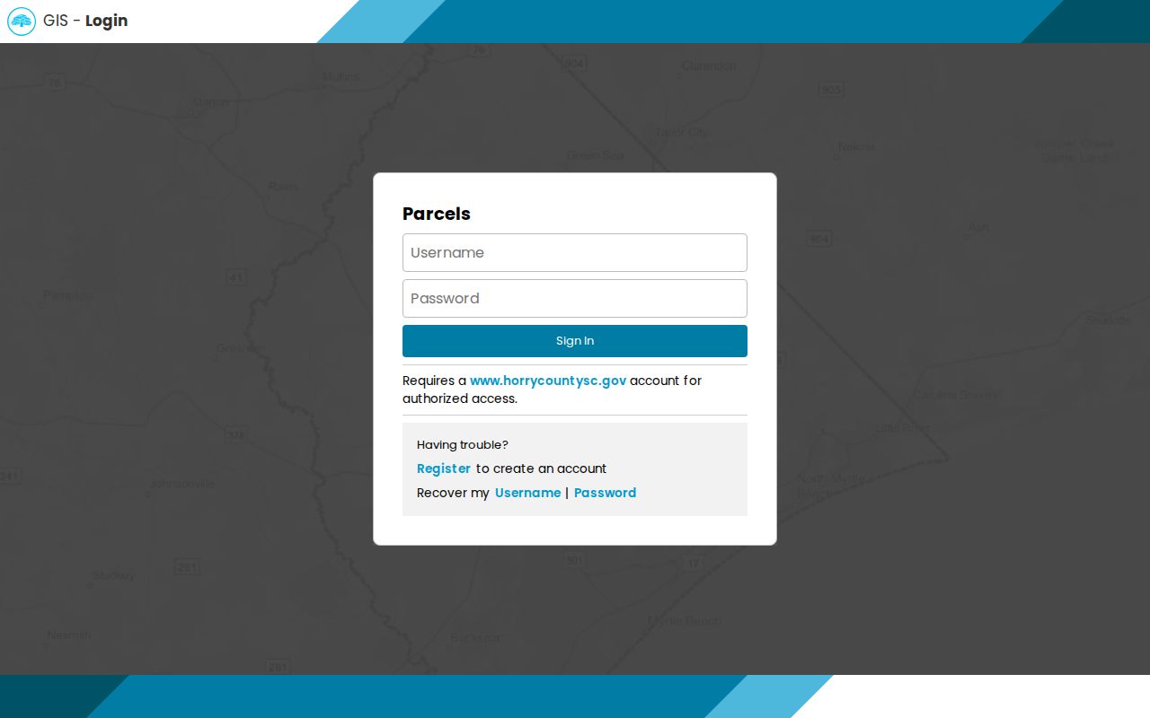 Horry County neighbors GIS parcel account gate