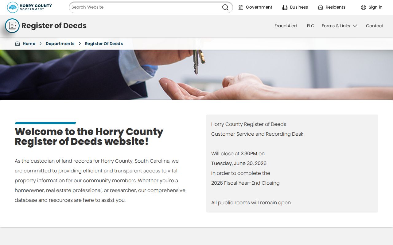 Horry County residents directory Register of Deeds records office