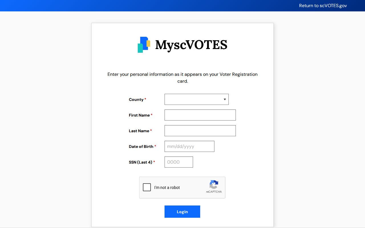 Horry County residents directory MyscVOTES personal voter information login